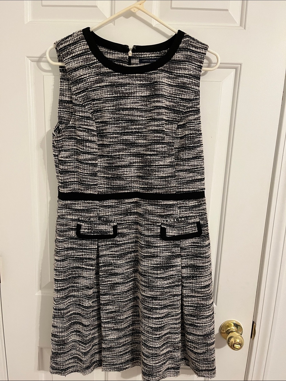 Tommy Hilfiger Black & White Tweed Fit-and-Flare Dress